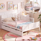Full/Twin Size Bed Frame with Detachable Guardrails White