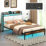 Twin/Full/Queen/King Size Bed Frame with LED Light and Charging Station