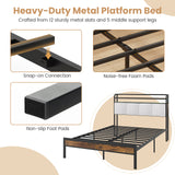 Twin/Full/Queen/King Size Bed Frame with LED Light and Charging Station