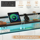 Twin/Full/Queen/King Size Bed Frame with LED Light and Charging Station