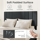 Full/Queen/Twin Size Bed Frame with Vertical Channel Tufted Headboard and Wooden Slats