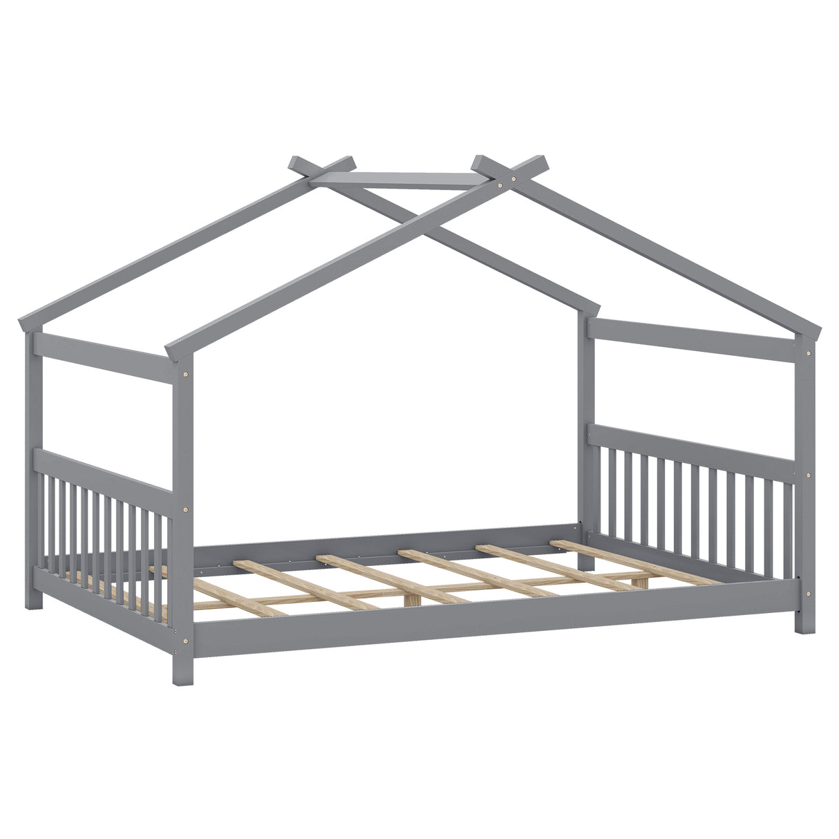 Full Size House Bed Montessori Floor Bed with Headboard
