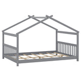 Full Size House Bed Montessori Floor Bed with Headboard