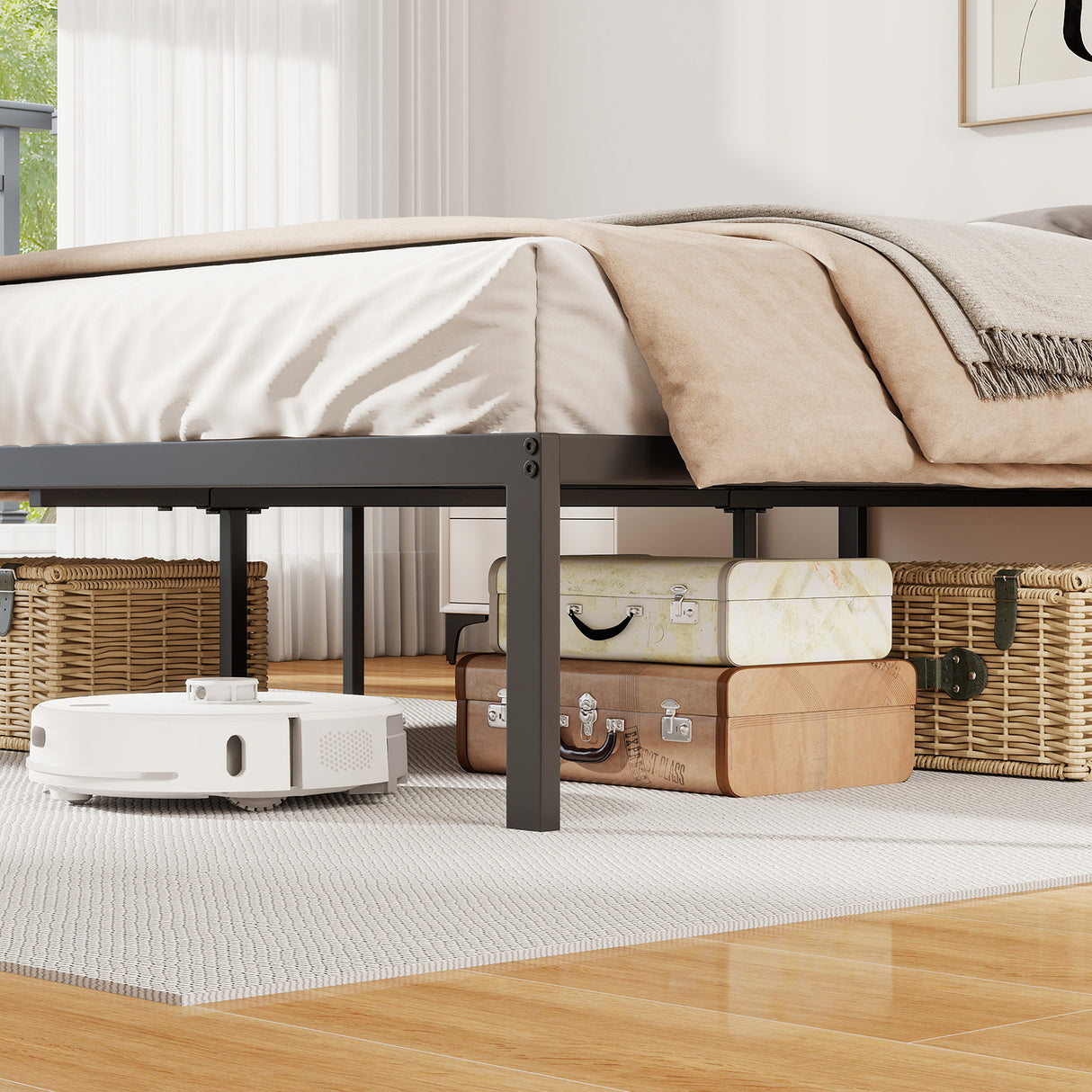 Full/Queen/King Size Metal Bed Frame Heavy Duty Support Slats Mattress Foundation