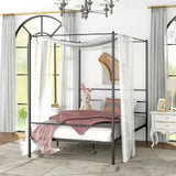Twin/Full/Queen Size Metal Canopy Bed Frame with Slat Support