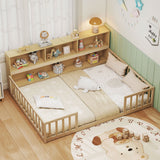Full Size Montessori Floor Bed with Bookcase