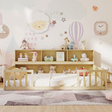 Full Size Montessori Floor Bed with Bookcase