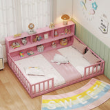 Full Size Montessori Floor Bed with Bookcase