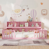 Full Size Montessori Floor Bed with Bookcase