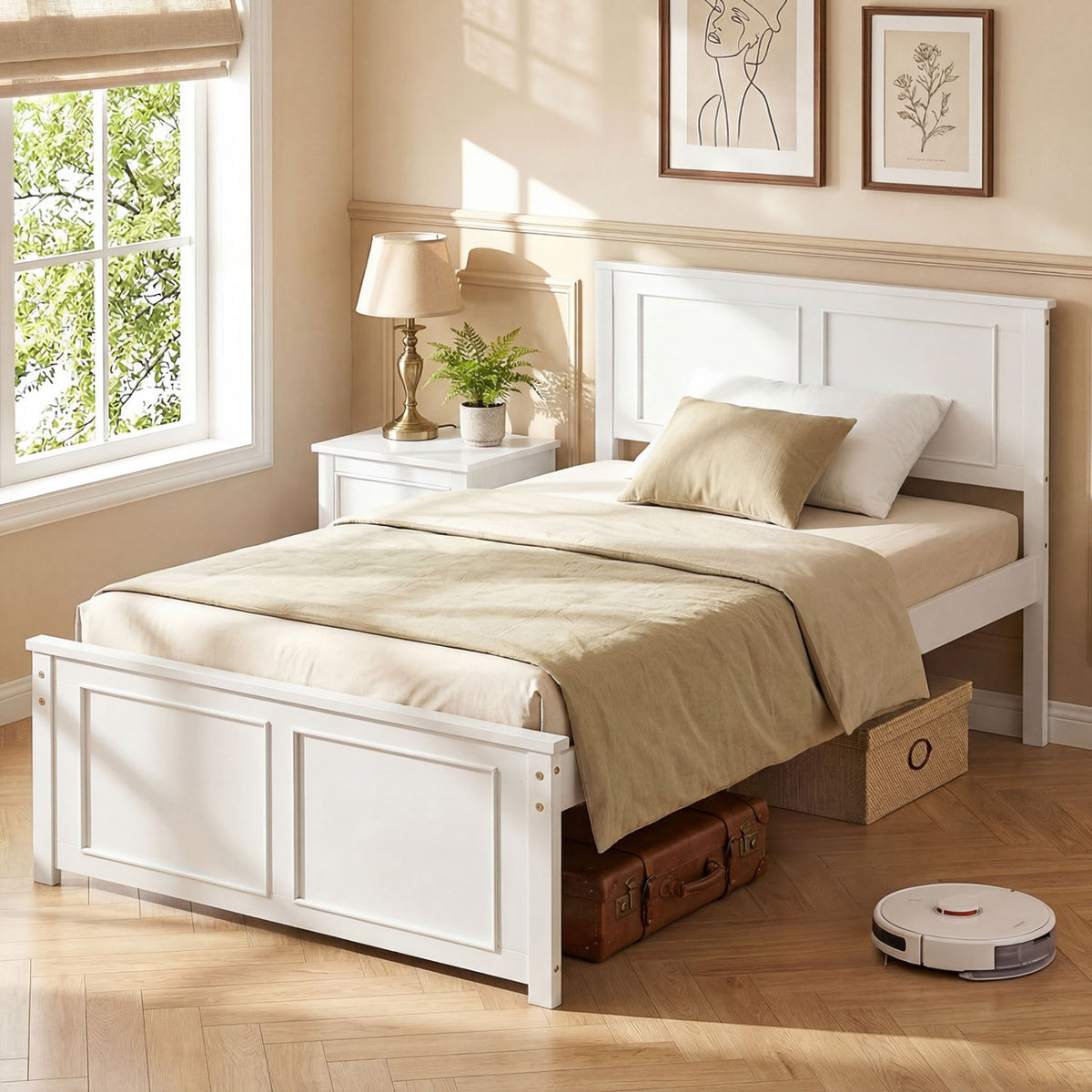 Full/Queen/Twin Size Platform Bed Frame with Headboard