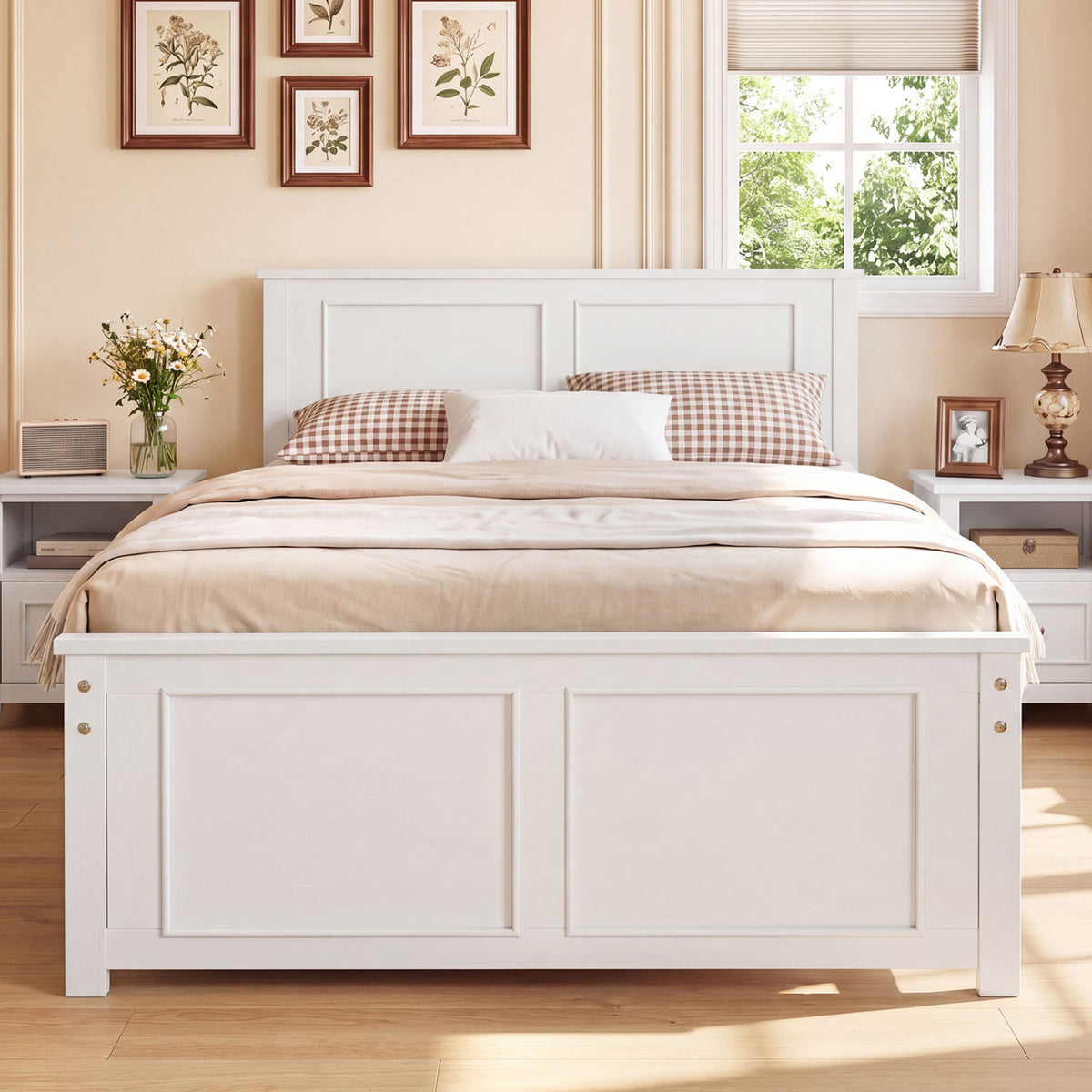 Full/Queen/Twin Size Platform Bed Frame with Headboard