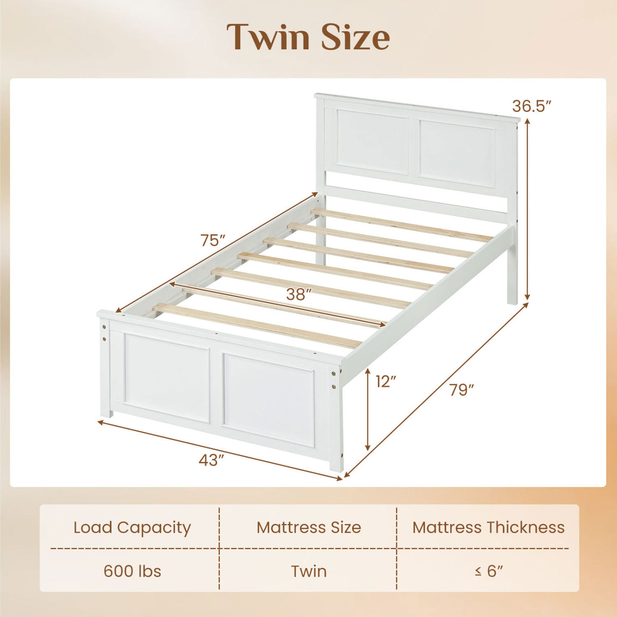 Full/Queen/Twin Size Platform Bed Frame with Headboard