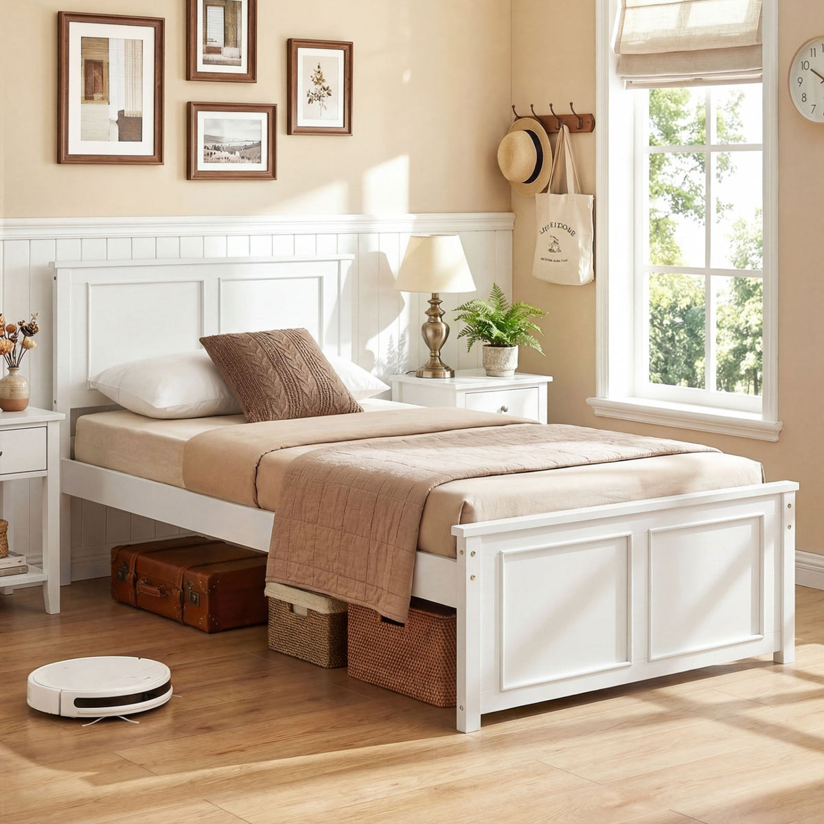 Full/Queen/Twin Size Platform Bed Frame with Headboard