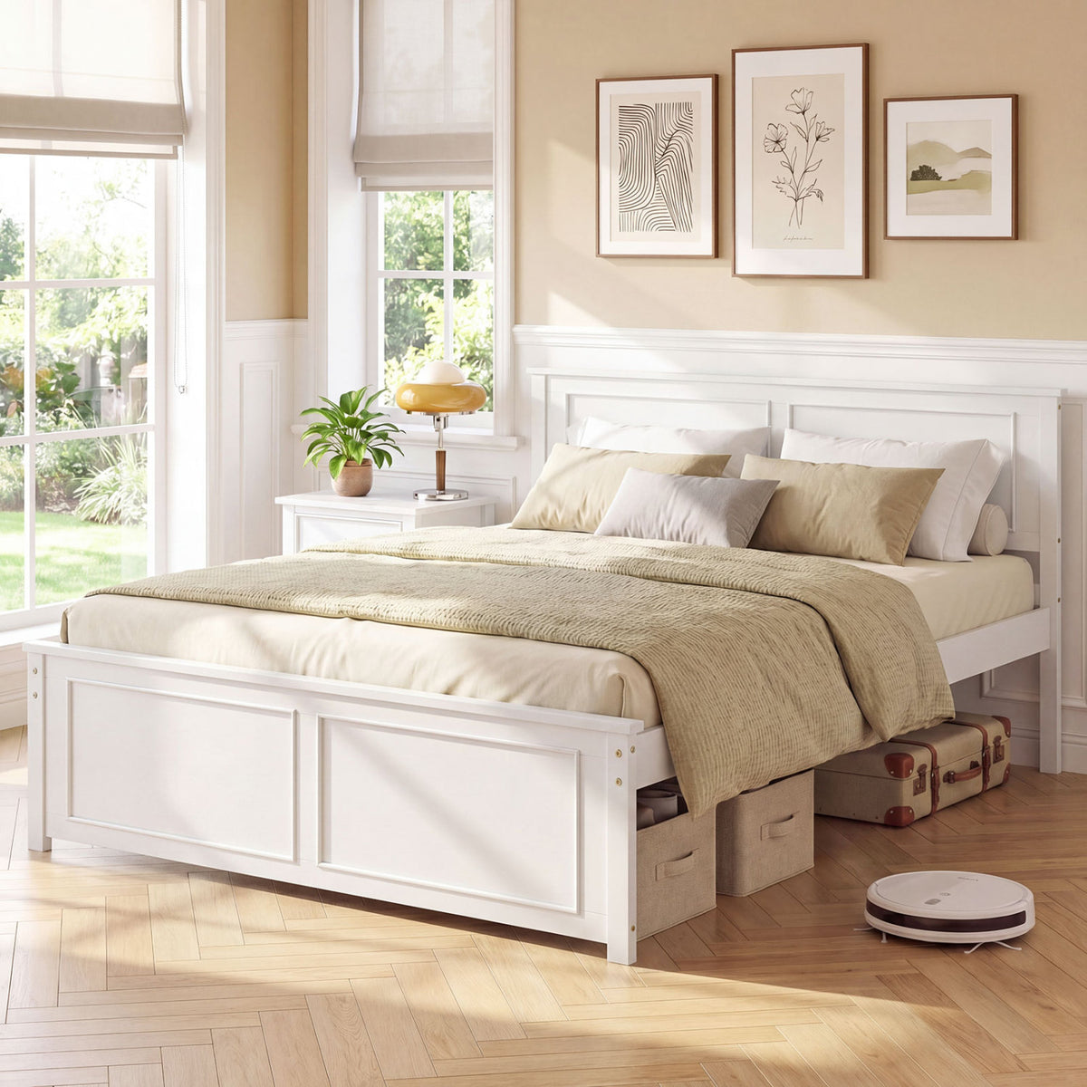 Full/Queen/Twin Size Platform Bed Frame with Headboard