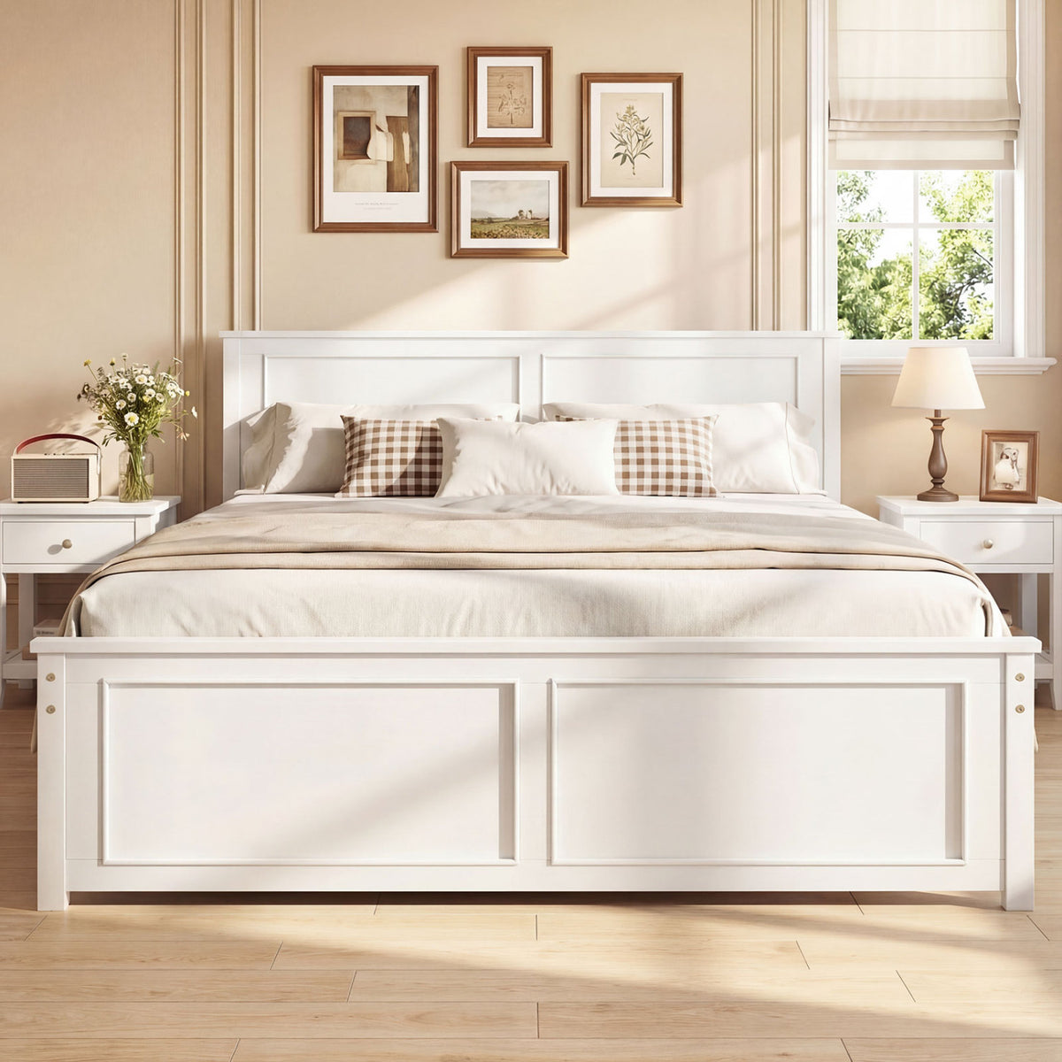 Full/Queen/Twin Size Platform Bed Frame with Headboard
