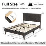 Full/Queen Size Upholstered Platform Bed with Tufted Headboard