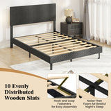 Full Size Velvet Bed Frame Upholstered Platform Bed with Chevron Headboard Gray