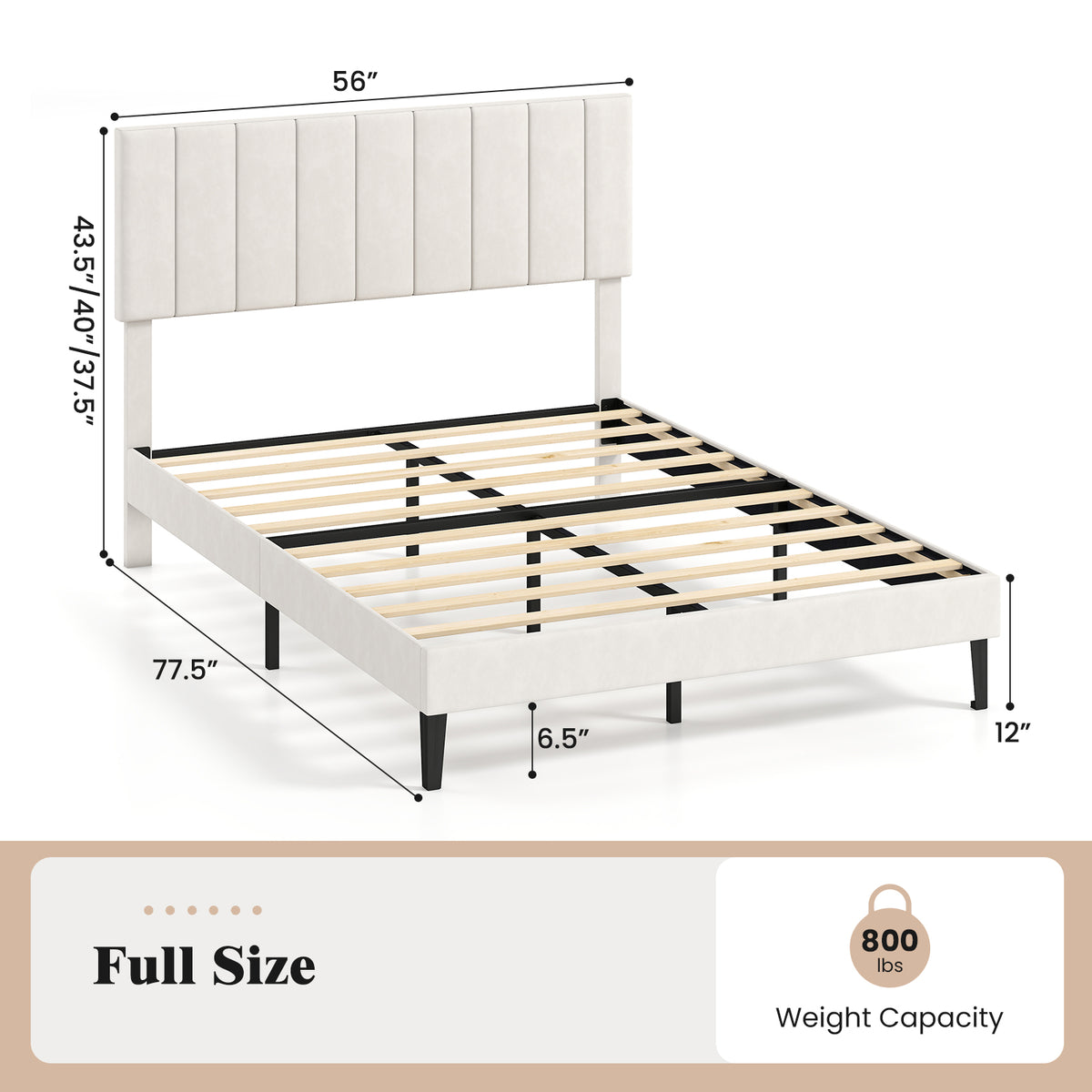Queen Size Velvet Upholstered Platform Bed Frame