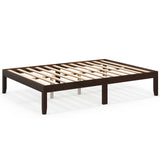 Full Size Wood Bed Frame with Wooden Slats Support and Rubber Wood Legs