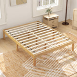 Full Size Wood Bed Frame with Wooden Slats Support and Rubber Wood Legs