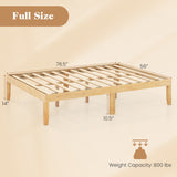 Full Size Wood Bed Frame with Wooden Slats Support and Rubber Wood Legs