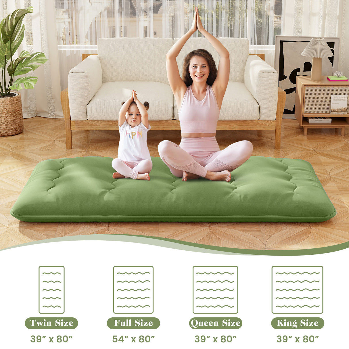 Floor Mattress with Washable Cover and Carry Bag