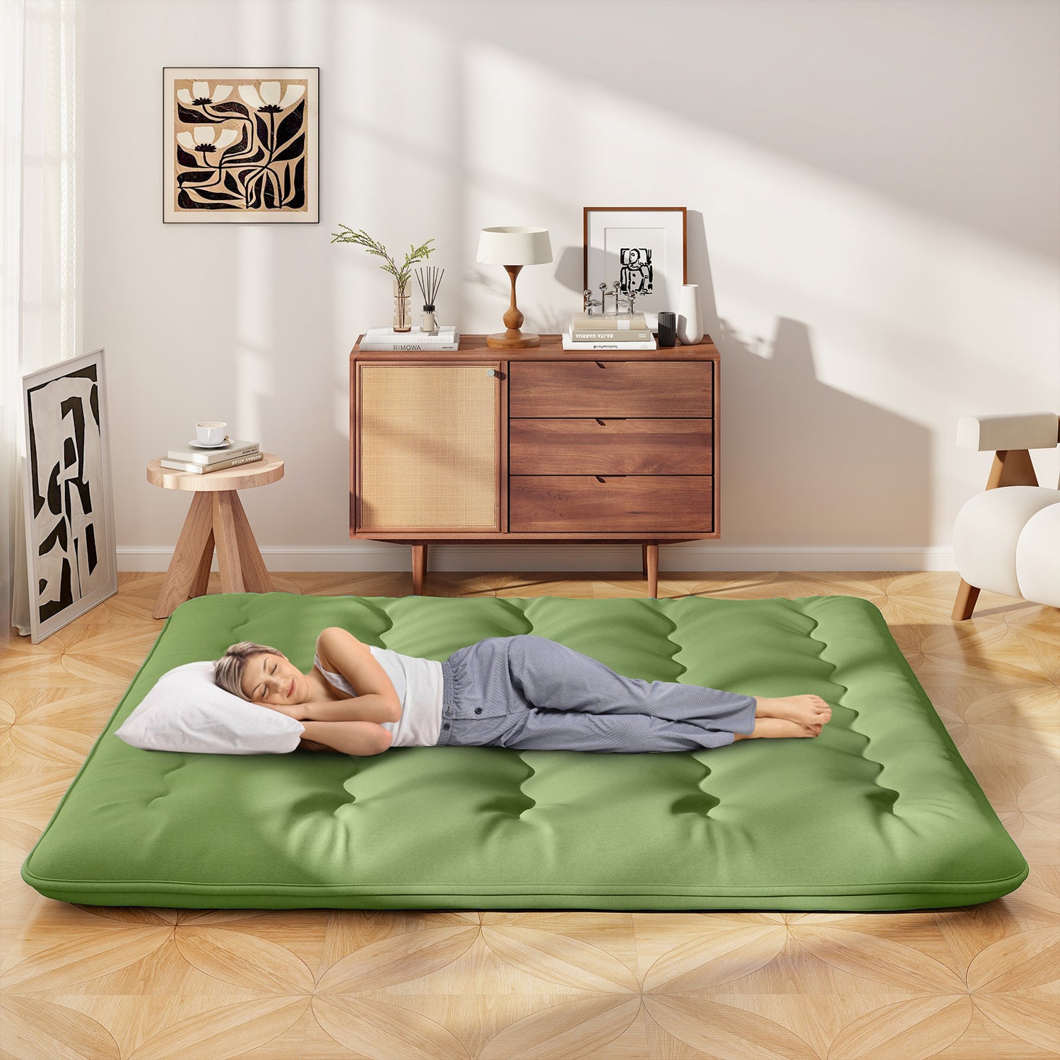 Floor Mattress with Washable Cover and Carry Bag