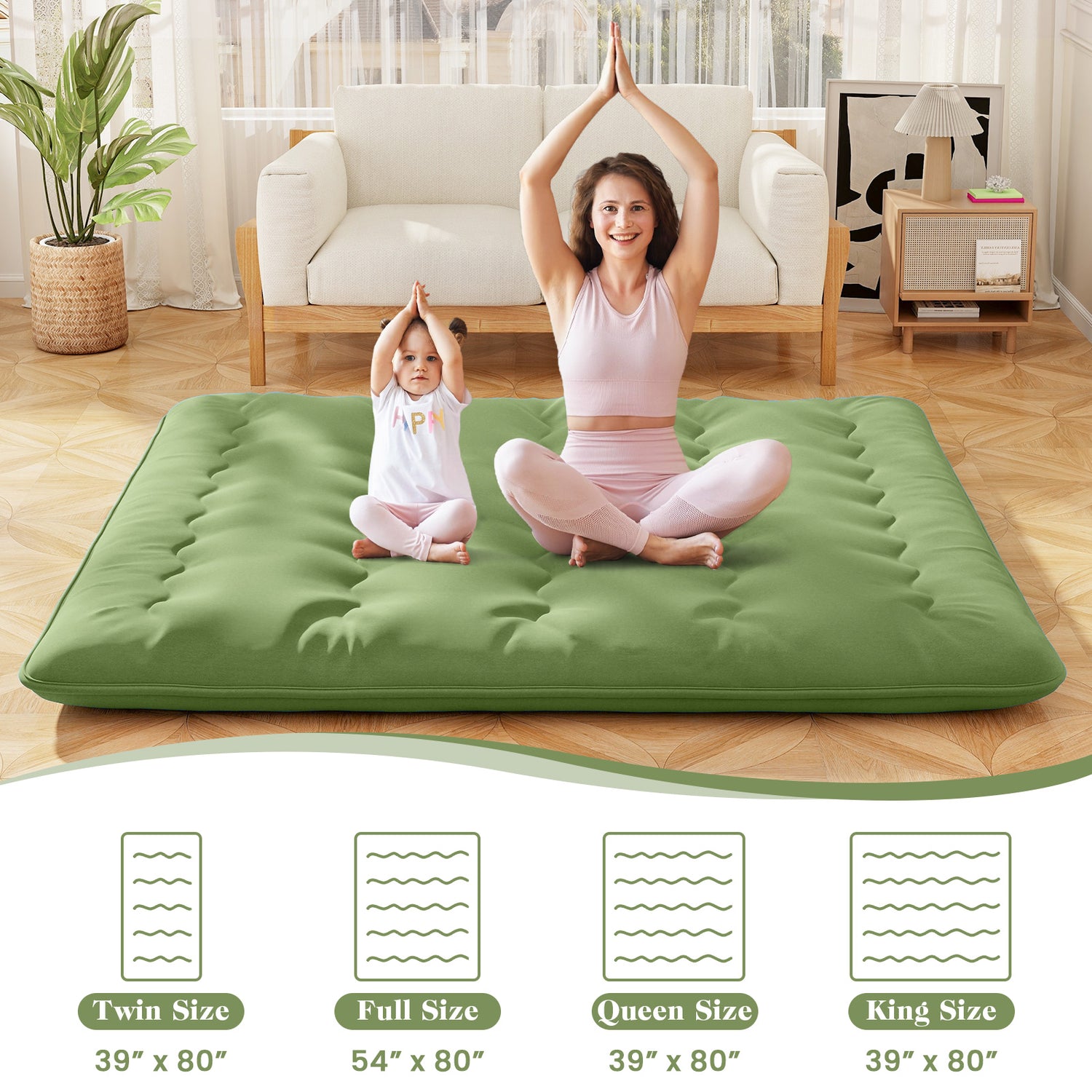 Floor Mattress with Washable Cover and Carry Bag