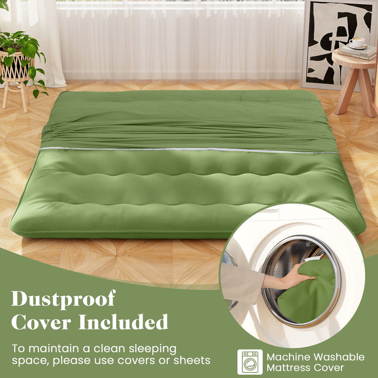 Floor Mattress with Washable Cover and Carry Bag