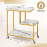 G-shaped Side Table 3-Tier Mobile End Table with Open Shelves