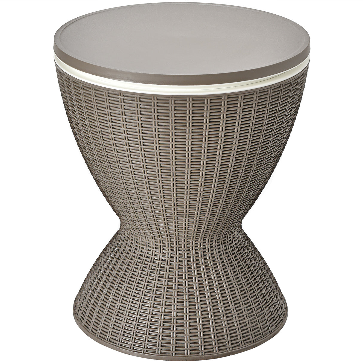 3 in 1 8 Gallon Patio Rattan Cooler Bar Table with Adjust Ice Bucket