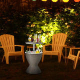 3 in 1 8 Gallon Patio Rattan Cooler Bar Table with Adjust Ice Bucket