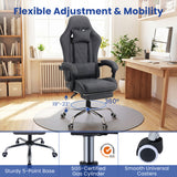 Gaming Chair Height Adjustable Computer Chair with Headrest and Lumbar Support-Gray