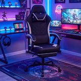 Gaming Chair Height Adjustable Computer Chair with Headrest Footrest & 360Â° Swivel Seat-Black