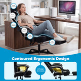 Gaming Chair Height Adjustable Computer Chair with Headrest Footrest & 360Â° Swivel Seat-Black