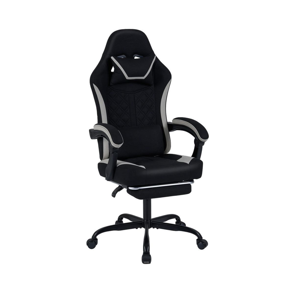 Gaming Chair Height Adjustable Computer Chair with Headrest Footrest & 360Â° Swivel Seat-Black