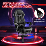 Gaming Chair Racing Style Swivel Chair with Footrest and Adjustable Lumbar Pillow