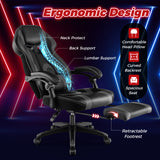 Gaming Chair Racing Style Swivel Chair with Footrest and Adjustable Lumbar Pillow