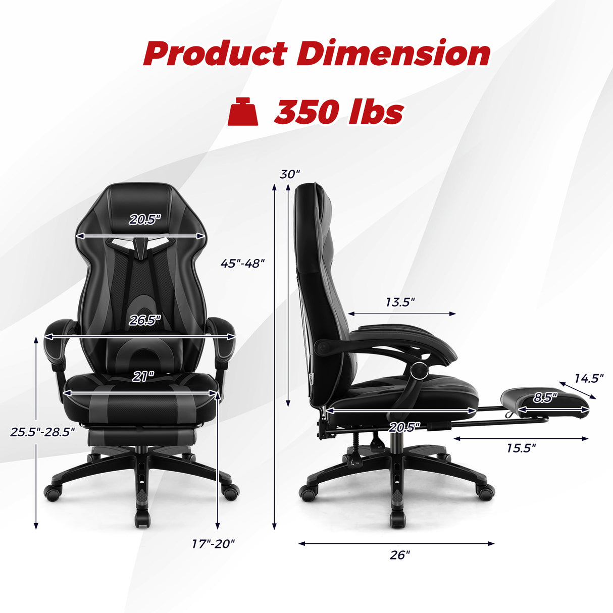 Gaming Chair Racing Style Swivel Chair with Footrest and Adjustable Lumbar Pillow