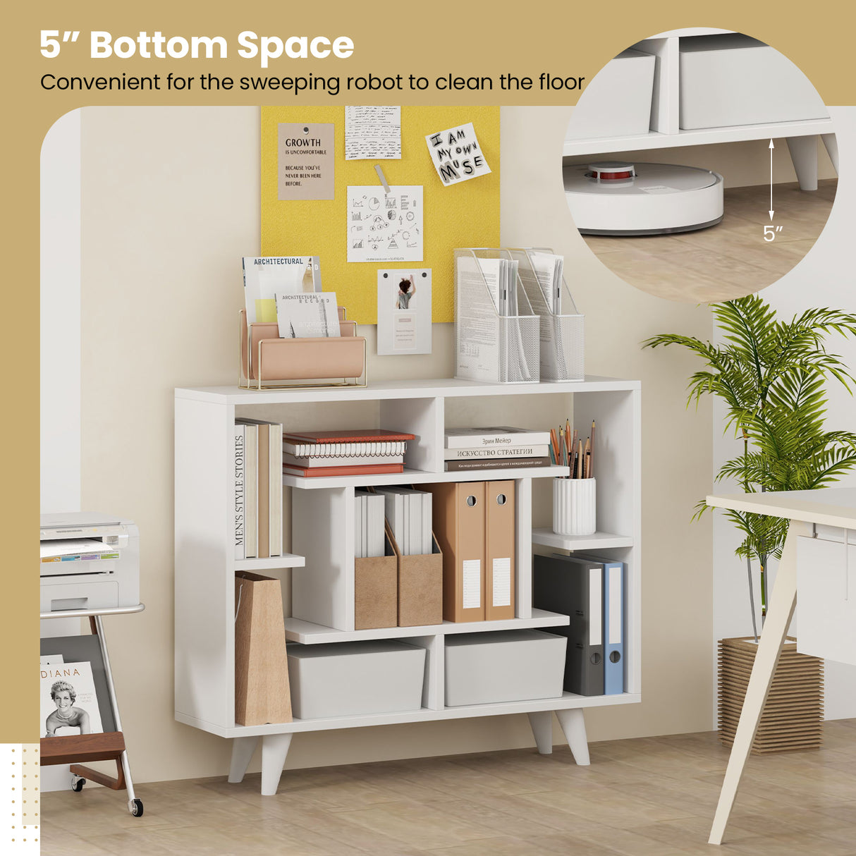 Geometric Bookcase with Anti-Tipping Kit and Storage Shelving Unit