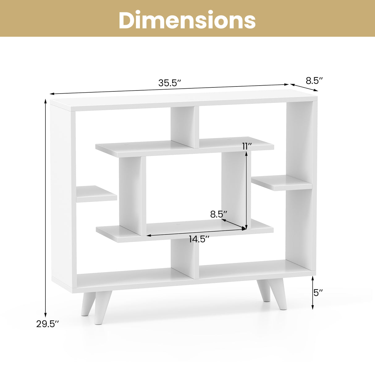 Geometric Bookcase with Anti-Tipping Kit and Storage Shelving Unit