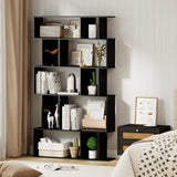 Geometric Bookshelf 5-Tier Bookcase with Open Shelves and Closed-back Cubes
