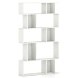 Geometric Bookshelf 5-Tier Bookcase with Open Shelves and Closed-back Cubes