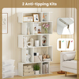 Geometric Bookshelf 5-Tier Bookcase with Open Shelves and Closed-back Cubes