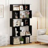 Geometric Bookshelf Set of 2 5-Tier Bookcase with Open Shelves and Closed-back Cubes