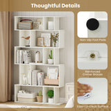 Geometric Bookshelf Set of 2 5-Tier Bookcase with Open Shelves and Closed-back Cubes