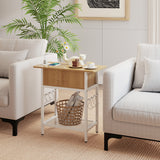 End Table with Charging Station USB Ports Outlets and Flip Top
