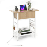 End Table with Charging Station USB Ports Outlets and Flip Top