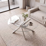 Glass Coffee Table Round Clear Center Table with Tempered Glass Top