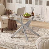Glass Coffee Table Round Clear Center Table with Tempered Glass Top